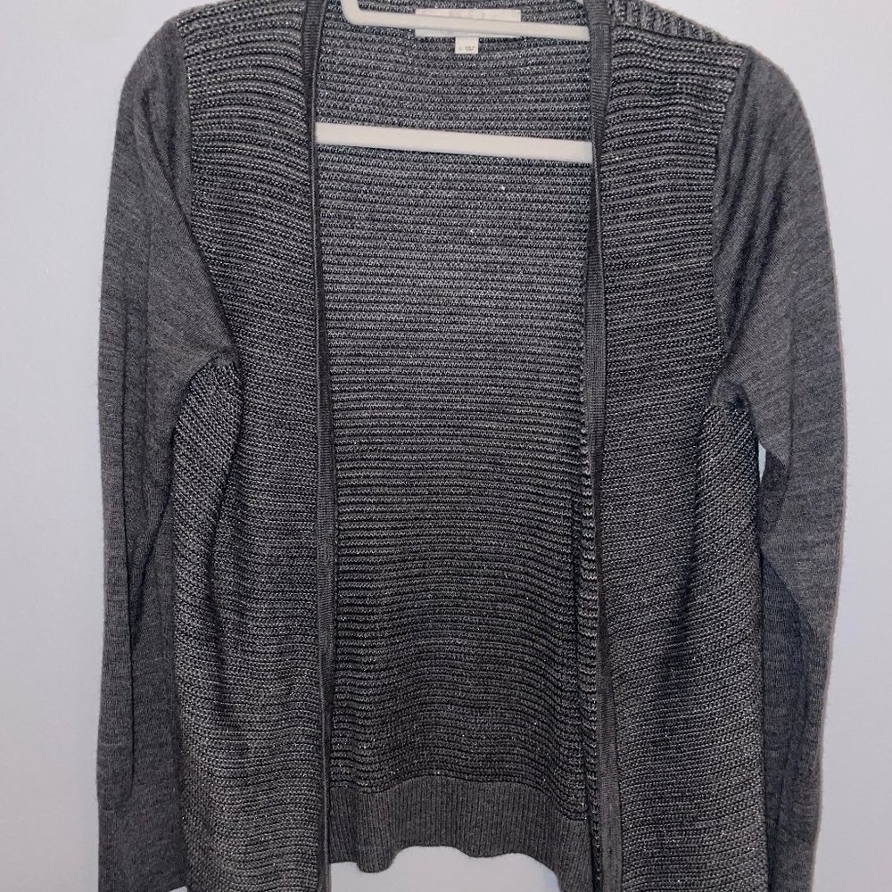 Loft silver cardigan. Size Large.